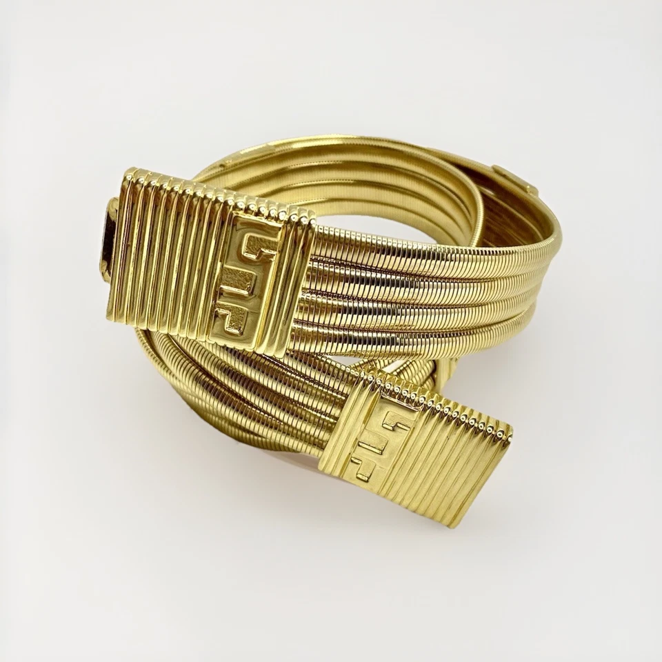 Rare Vintage St. John 1980s Heavy Gold Tone Multi-Strand Chain Belt SJ Logo 80s - Image 4 of 4