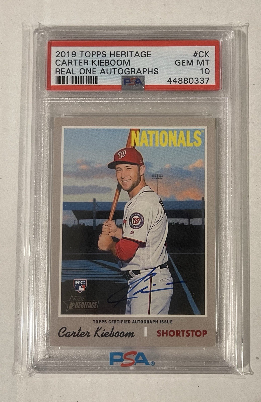 2019 Carter Kieboom Topps Heritage Real One RC Rookie Auto Autograph PSA 10