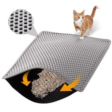 Cat Litter Mat, 24 x 15 Inch Double Layer Waterproof Cat Litter Box Mat Gr