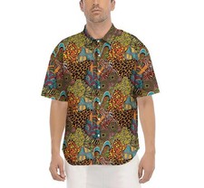 Traditional African And Wild Animal Skins Print Pattern Men's Short Sleeve Shirt