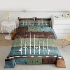 Fishing Quilt Fishing Pole Queen Comforter Set Fishing Gifts for Men,Colorful...