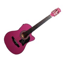 Julie Roberts Signed Pink Acoustic/Electric Guitar UACC AFTAL RACC TS