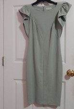 NWT Calvin Klein JADEITE Pastel Green Crepe Flutter Sleeve Sheath Dress size 4