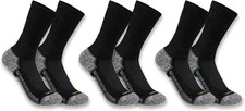 Carhartt Men's SC4223M Force® Midweight Crew Sock 3-Pack Large, Black 