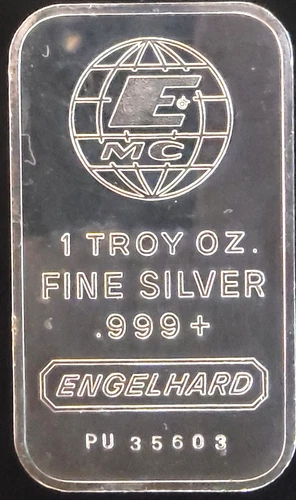 Engelhard MC Globe Repeating Rev Rare US Bullion-0.999 Silver 1 Oz Art Bar Ingot