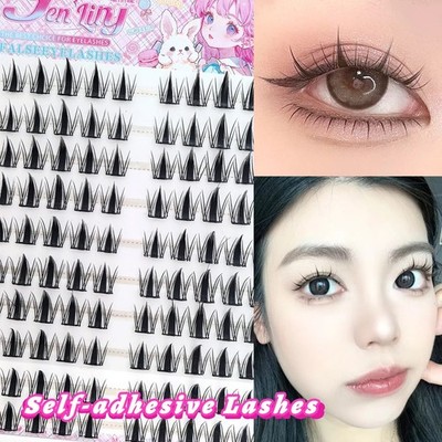 100Pcs Glue Free False Eyelashes Self Adhesive Reusable Natural Lash Clusters