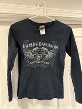 Harley Davidson Womens Shirt Medium M Black Rhinestones Studded Daytona Beach