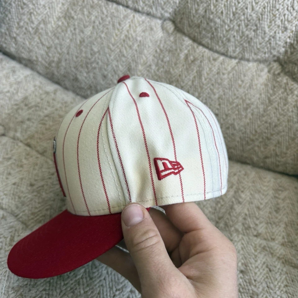 Anaheim Angels New Era Retro Pin Stripes 59Fifty Fitted Hat 7 1/2 World Series - Image 3 of 4