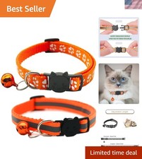 Orange Quick Release Cat Collars Reflective Safety with Bell, 2 Pack, 19-32cm
