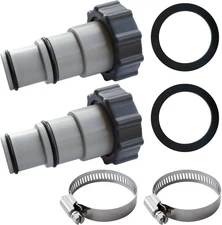 Pool Hose Adapter 1.25 to 1.5, 2 Pack, Gray, Plastic, Swimming Pool Accessory, 2