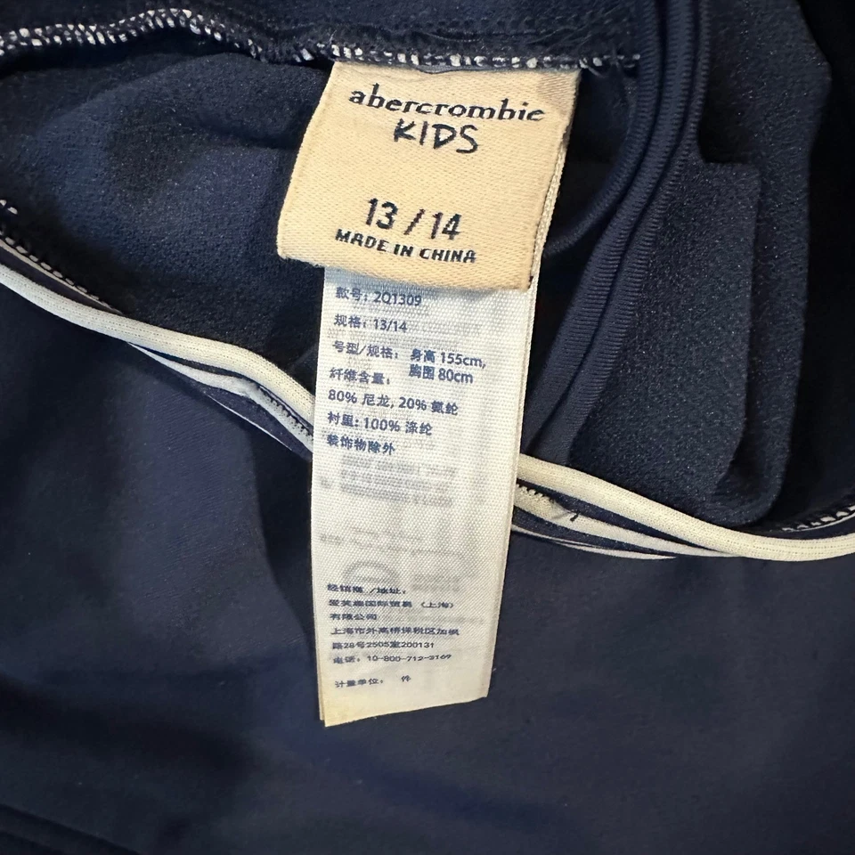 Traje de baño Abercrombie niños niñas 13/14 azul marino blanco rayas bikini de dos piezas Foto 3 de 4