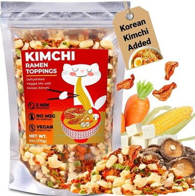 Dried Kimchi Ramen Toppings 6oz - 5 Ingredients Korean-Style Dehydrated