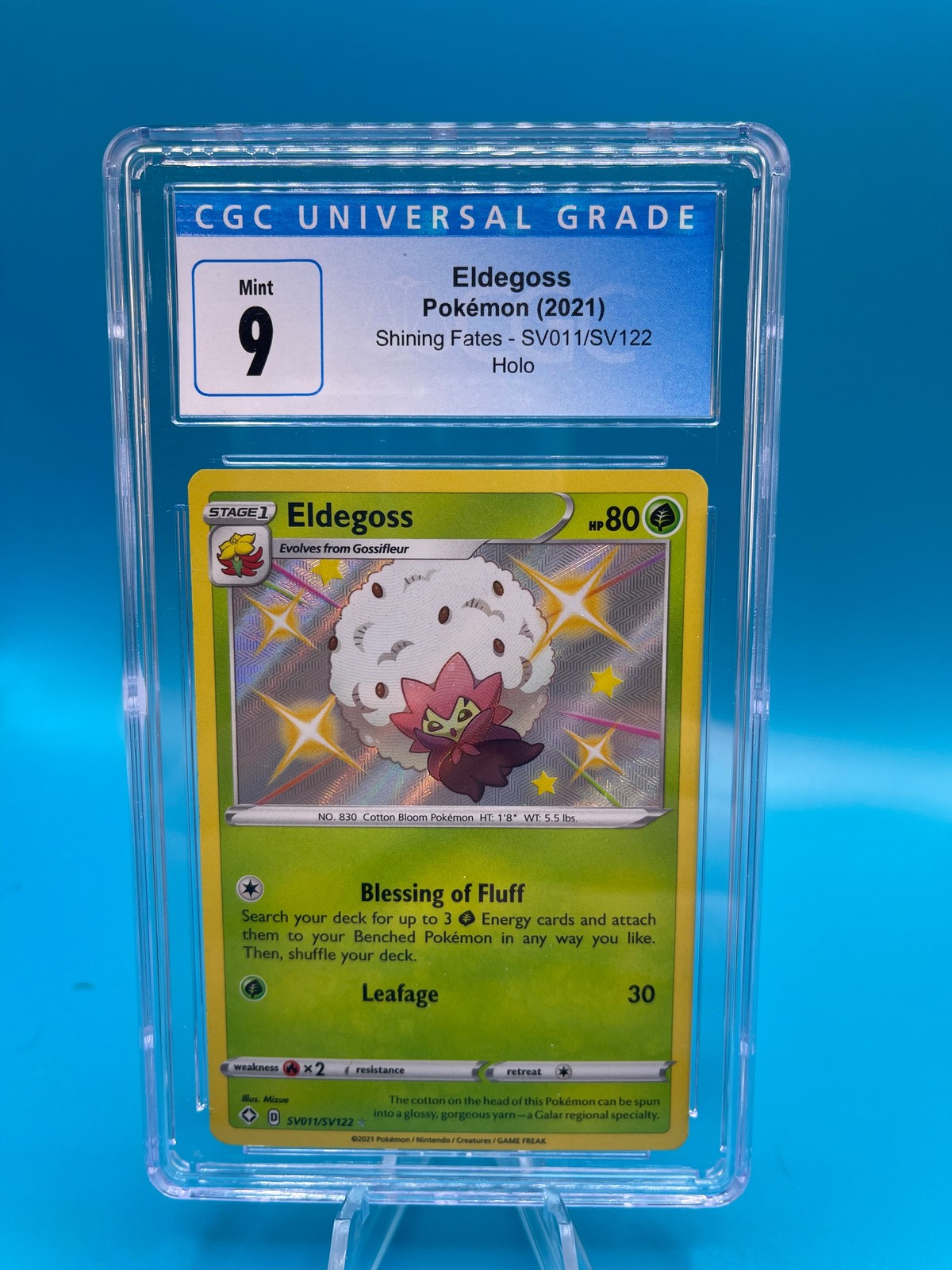 Pokemon TCG, Eldegoss, Shining Fates, SV011/SV122, Holo, Graded 9 with CGC