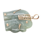 ESTATE VINTAGE SOLID 10K YELLOW GOLD GREEN JADE ELEPHANT PENDANT #7814 — photo 3