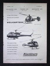 Original 1958 Advert Blackburn Turbine Aircraft Helicopter Engines