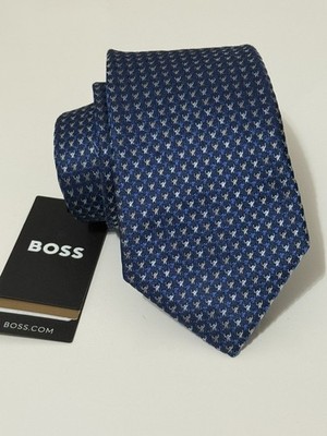Boss By Hugo Boss Italy Silk Tie In Dark Blue Color (width 7.5cm).