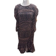 Ulla Johnson Aicha Dress Earth Size 2 Brown and Black NWT 100% Silk