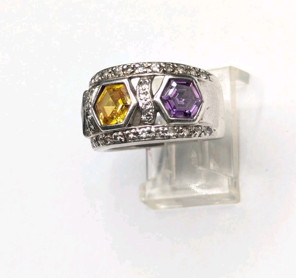 Sterling Silver Hexagonal Geometric Multi Color S… - image 17