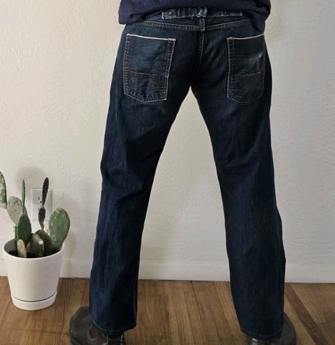 Edwin Selvedge Jeans Men's 34x 25.5 Straight Blue Faded Distressed Cotton Denim - Picture 3 of 8