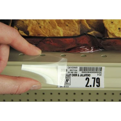 HUBERT Shelf Pricing Cover Clear Vinyl - 3"L x 1 1/4"H 1000 Per Case