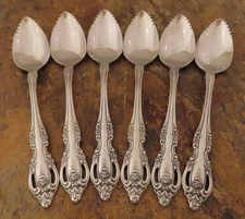 Oneida Brahms Set of 6 Fruit Citrus Spoons Community Stainless Flatware Lot R