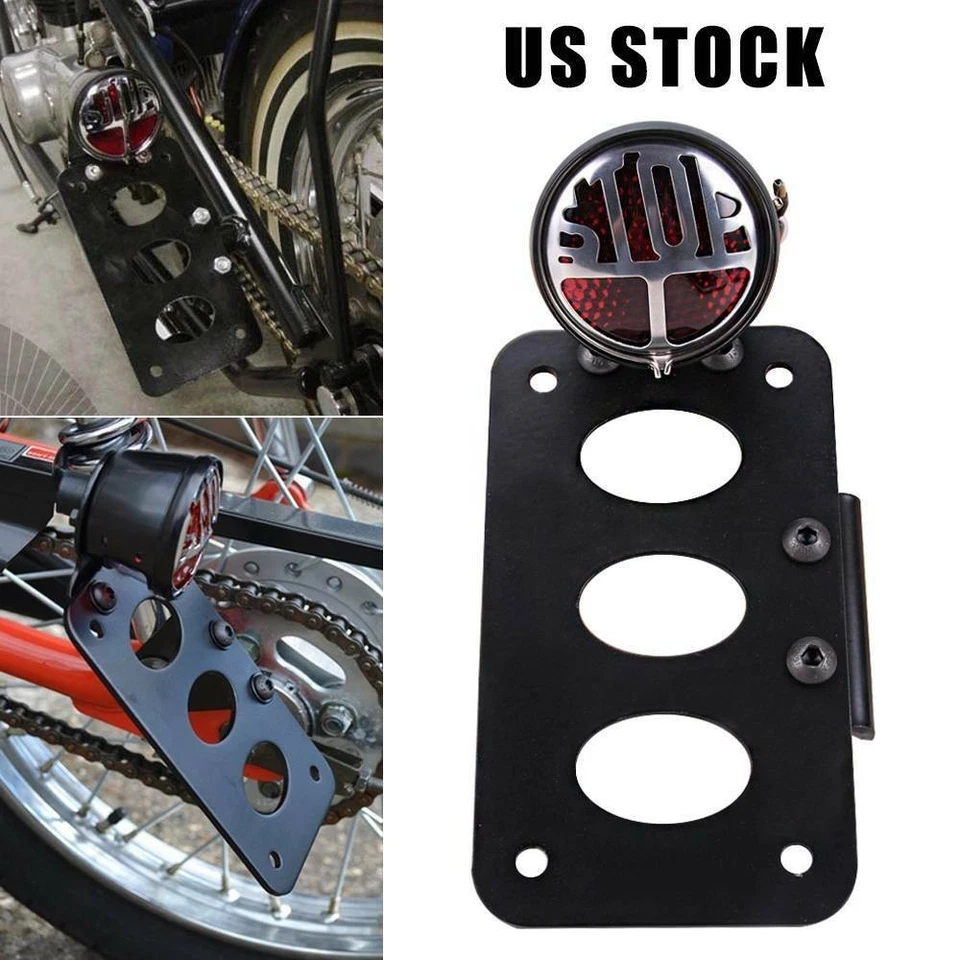 Side Mount Tail Stop Light License Plate Holder Fit for Harley Chopper Bobber US - Изображение 3 из 4