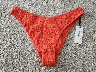 Montce Tangerine Lulu Zig-Zag Stitch Bikini Bottoms Size Large NWT