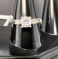 Silver 925 Ring Three stone Size 8 Moissanite Sterling