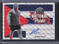 2021 Leaf Metal Draft #LA-OC1 Oscar Colas 1990 Leaf Autographs Silver Wave