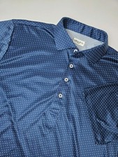 Collars  Co Men's Polkadot Dress Shirt Polo Shirt Blue Medium