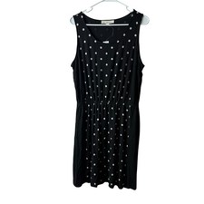 Loft Black White Polka Dot Cinched Waist Tank Dress Size Large NWT