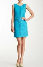 Jessica Simpson Women's Cotton Sleeveless Lace Panel Mini Dress Blue Size 8