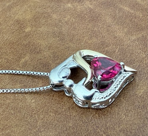 Alwand Vahan AV 925 & 14K Gold Ruby Mother & Child Heart Pendant Necklace 18” In - Picture 10 of 15