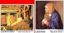 LESOTHO 1991 CHRISTMAS / TITIAN PAINTINGS x2 S/S MNH ** FREE SHIPPING