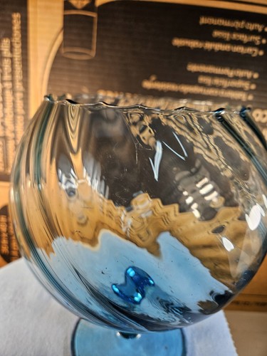 Fantastic Empoli Optic Blue Hot Air Baloon Vase Big And Beautiful - Picture 8 of 10