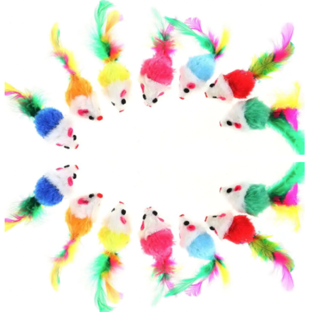 Colorful Cat Mice Toy with Catnip - Durable Fake Fur for Hours of Play