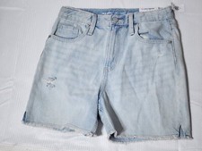 Old Navy Girls High Rise Denim Shorts Size 12 Light Wash Slouchy Raw Hem NWT