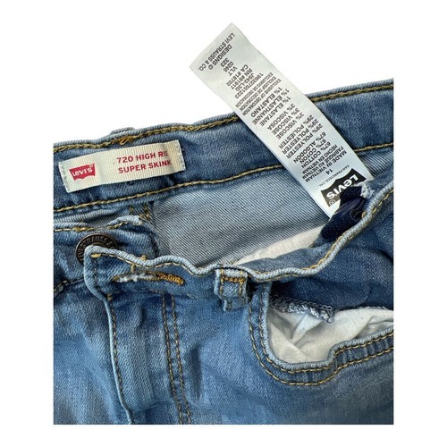 Levi's Girls 720 High Rise Super Skinny Jeans Size 14 Light Wash Stretch Youth - Picture 2 of 5