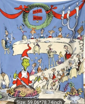 The Grinch Christmas Oversized 59x78 Ultra Soft Throw Plush Soft Blanket 