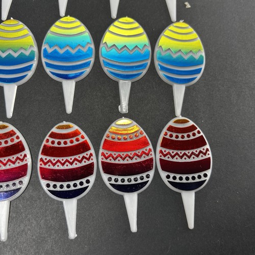 24 Vintage DecoPic Easter Egg Cupcake Picks Decor Cake Toppers - Picture 3 of 5
