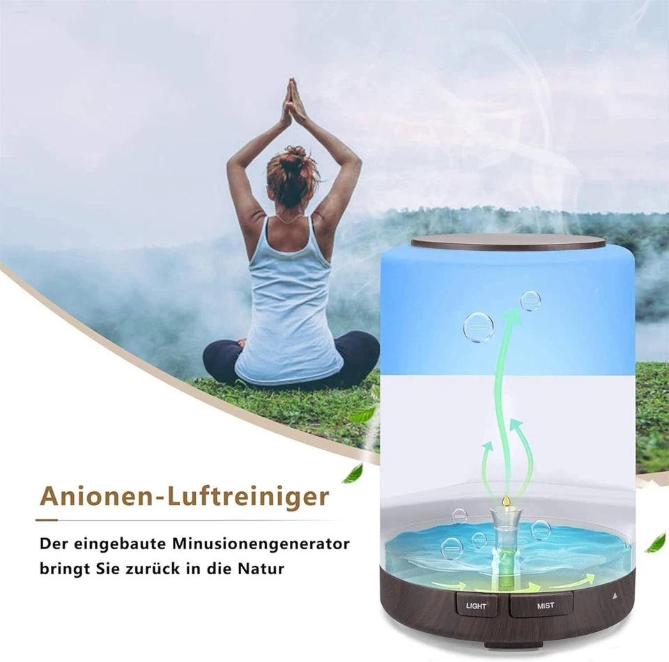 Aroma Diffuser 300ml Leiser Ultraschall Luftbefeuchter Duftöl Diffuser Wasserlos - Bild 4 von 4