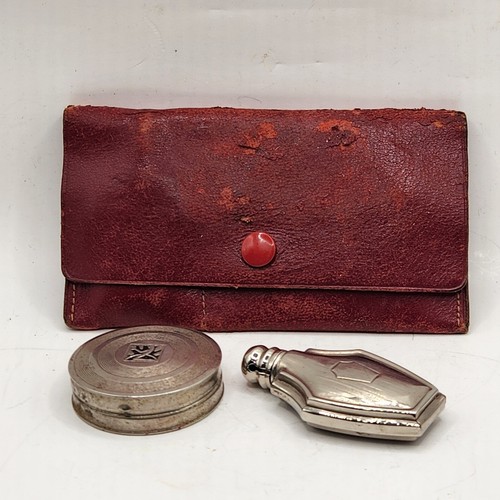 Antique Richard Hudnut Perfume Vinagrette Flask Rouge Pot Leather Pouch