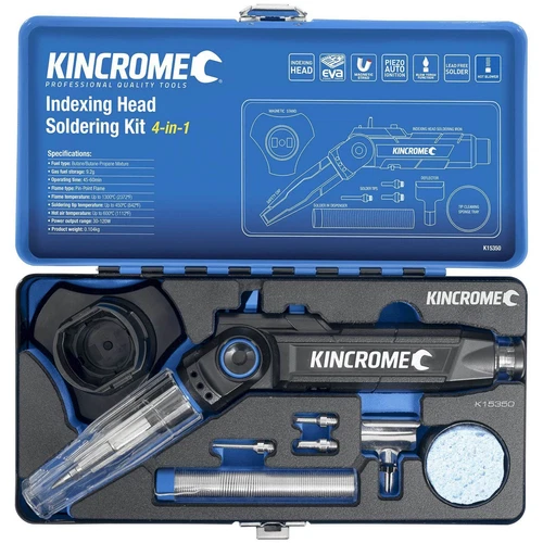 Kincrome K15350 4 in 1 Indexing Head Soldering Iron Kit Refillable Butane Tool