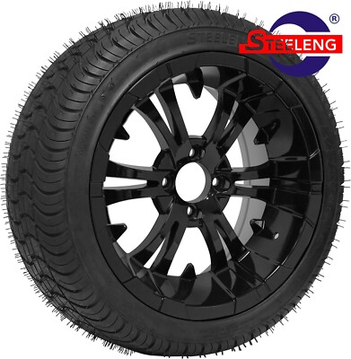 GOLF CART 14'' BLACK VAMPIRE WHEELS and 205/30-14 DOT LOW PROFILE TIRES (4)