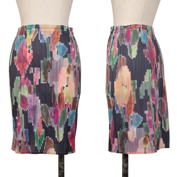 PLEATS PLEASE Pleats Mosaic Graphic Printed Skirt Size 3(K