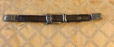 Brighton Womens Belt Meduim Brown Leather Silver Accents