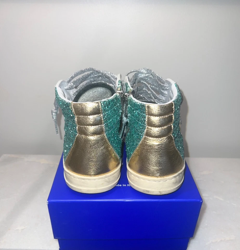 P448 Skate Panter Zapatillas Altas Brillo Verde Azulado Dorado Metálico 40 Foto 4 de 4