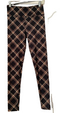 NOBO NO BOUNDARIES STRETCH SUEDED ANKLE LEGGING BROWN PLAID Sz. Jrs. XXS/XS