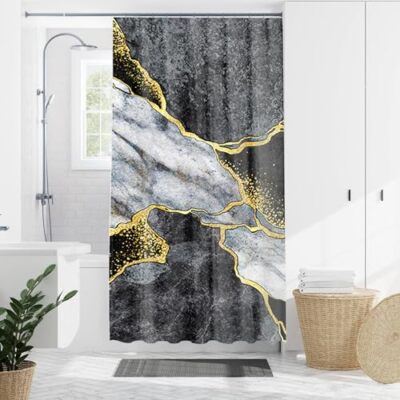  Black Gold Marble Shower Curtain,Black 72''W x 36''L (Pack of 1) 36''wx 72''h