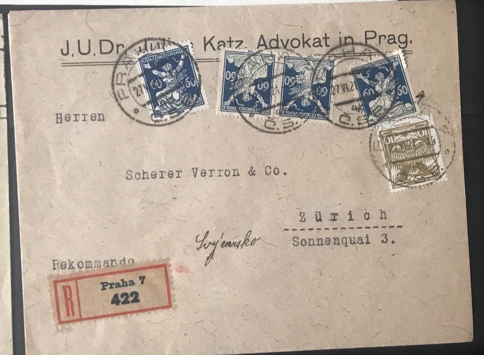 CZECHOSLOVAKIA CESKOSLOVENSKO X 10 -1926 And After Letter Covers  TO SWITZERLAND - Image 3 of 4